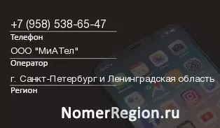Кто звонил с 9585386547 - регион и оператор